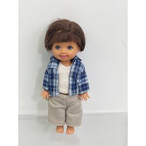 Ryan Barbie Doll Happy Family Boy Blue Plaid Shirt Tan Pants Collectible Figure